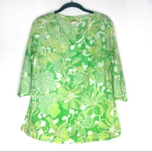 Kiss Me - Lime greens Cotton Voile Top- sz Sm